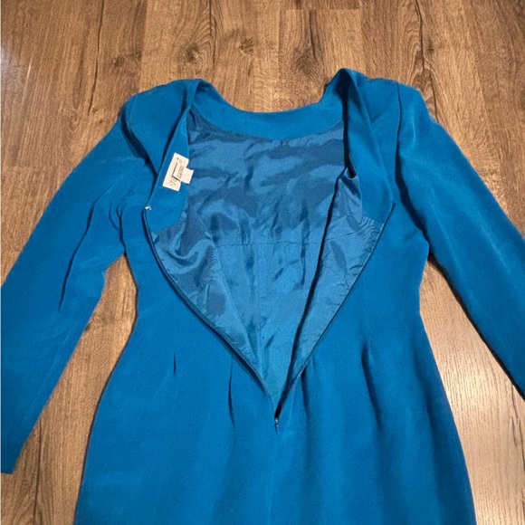 Vintage Pape’ll Too Elegant Teal Women's Dress 100% Silk size 6 - Picture 4 of 16